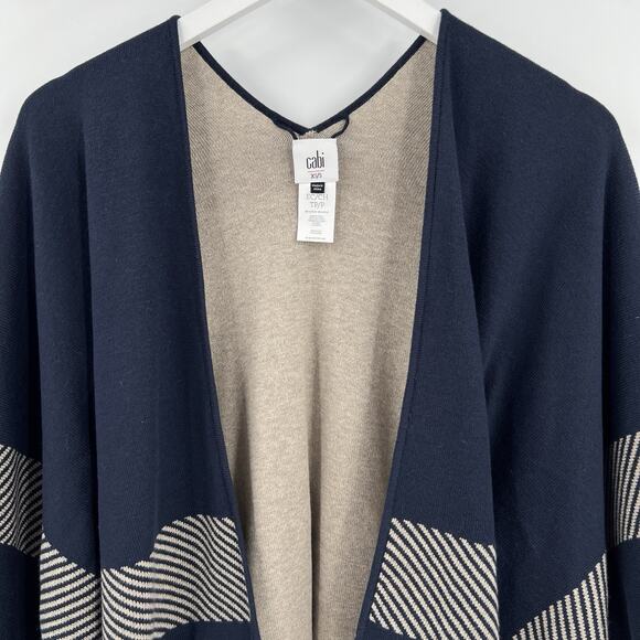 Cabi Open Front Wrap Shawl Reversible Cardigan Sweater Blue Style 3163 Size XS/S - Picture 3 of 9